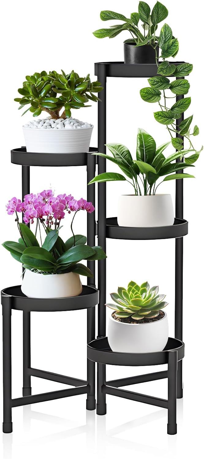 lalago 5 Etagen Blumenständer, Pflanzenregal Blumenregal Indoor Outdoor, Ø25cm Pflanzenständer, Blum