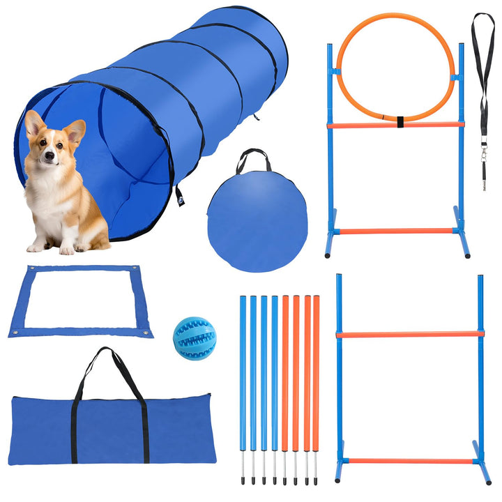 Agility Set Hunde,5-teilig mit Hundetunnel,Slalom,Hürde,Sprungring