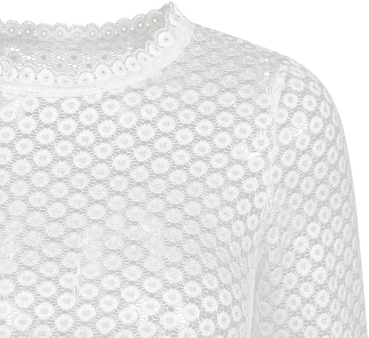 Dirndlwelle Oktoberfest Damen Dirndlbluse Kurzarm Rundhals Spitzebluse Weiss Schön Kurzarm Trachtenb