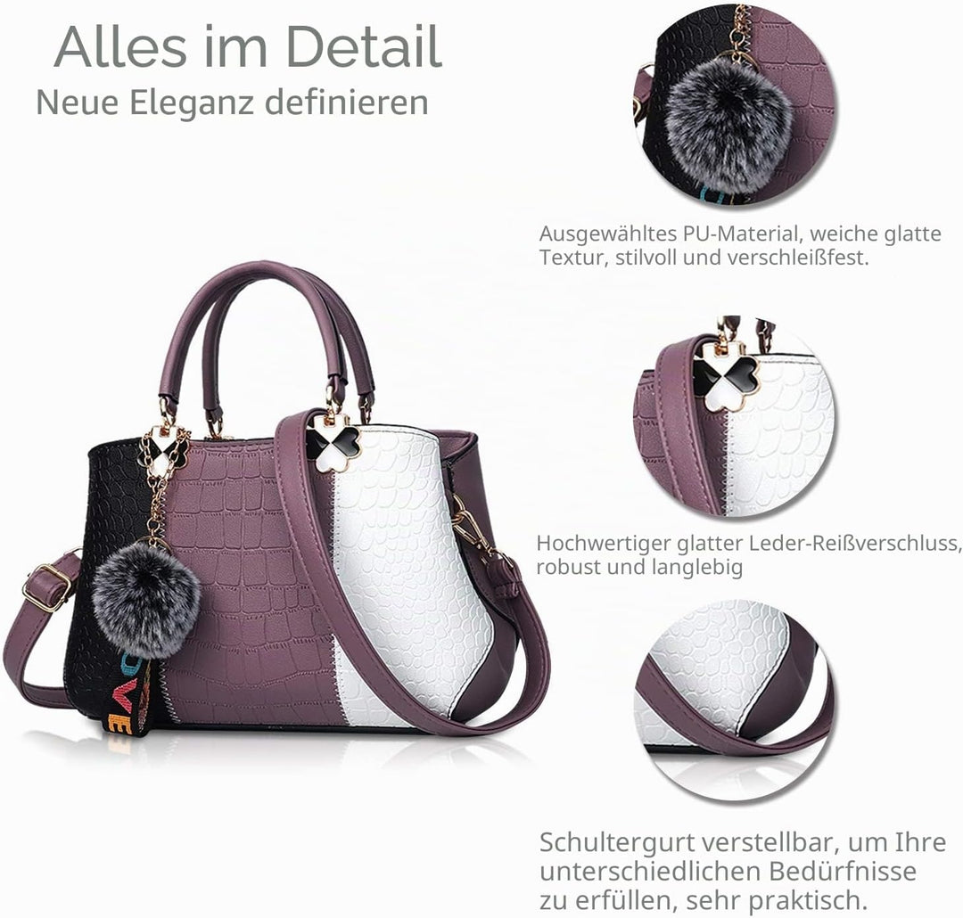 NICOLE &amp; DORIS Damen Handtasche Umhängetasche Henkeltasche Kuriertasche Elegant Damen Handtaschen mi