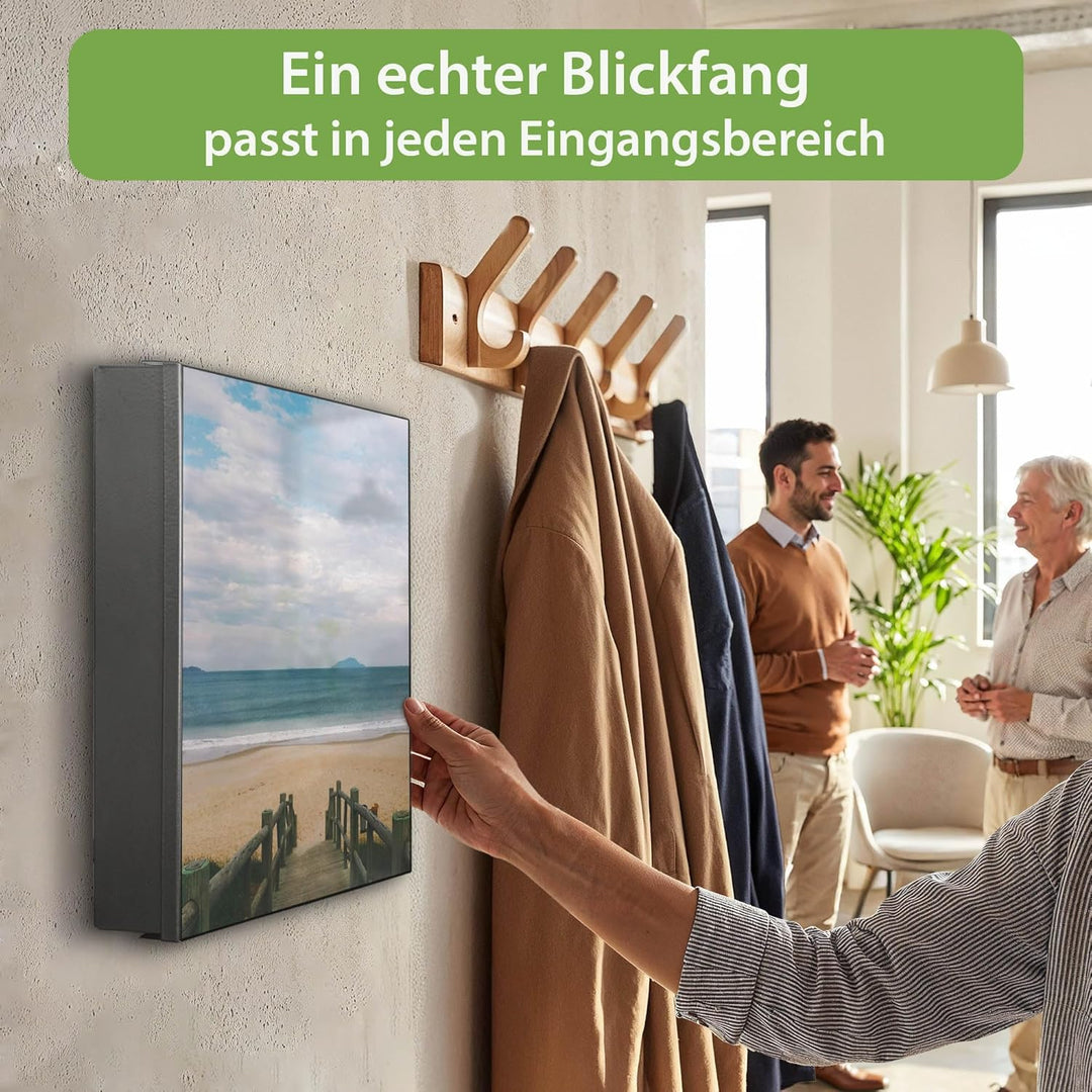 banjado Grosser Schlüsselkasten Glas - Schlüsselbox 30x30cm mit 50 Haken - Schlüsselkasten modern fü
