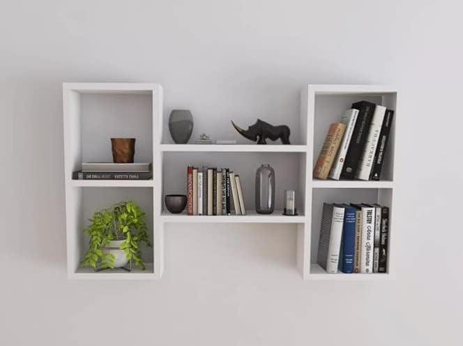 KUBUTKU Dekorativ Wandregal mit 5 Böden 102x60x18 Design Skandinavischer Modern für Wohnzimmer Küche