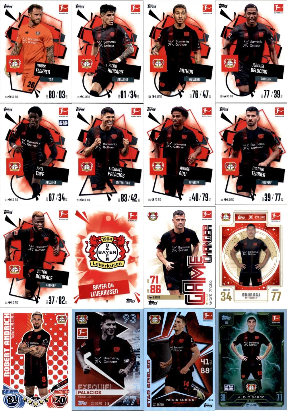 Bundle mit Topps Match Attax Bundesliga - 2025/26 - Mannschaftspaket - Bayer 04 Leverkusen + Exklusi