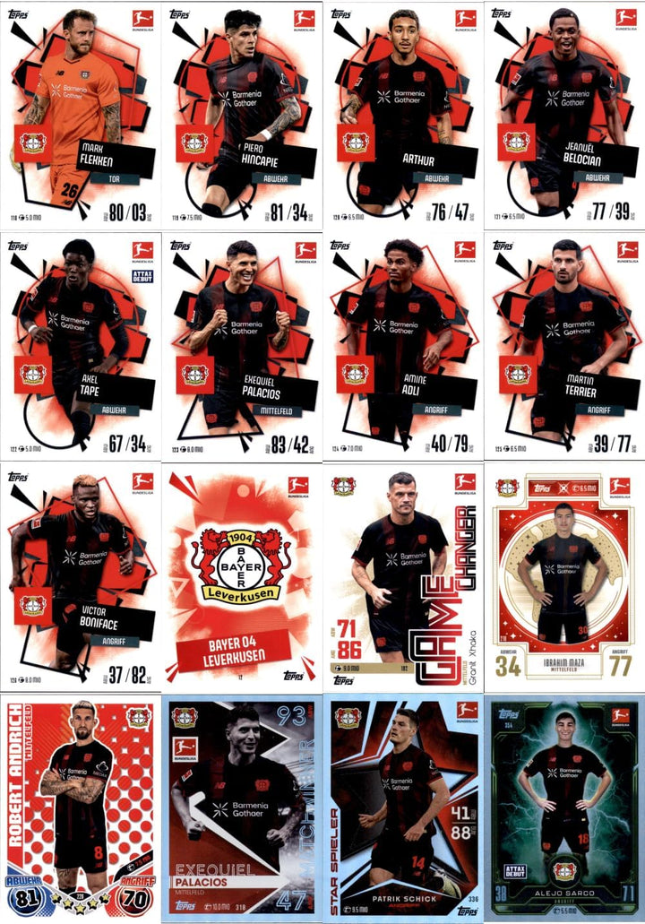 Bundle mit Topps Match Attax Bundesliga - 2025/26 - Mannschaftspaket - Bayer 04 Leverkusen + Exklusi