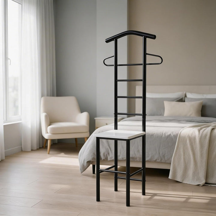 CARO-Möbel Herrendiener JIVO Stummer Diener Kleiderständer in schwarz/weiss, 121 cm, Garderobe mit H