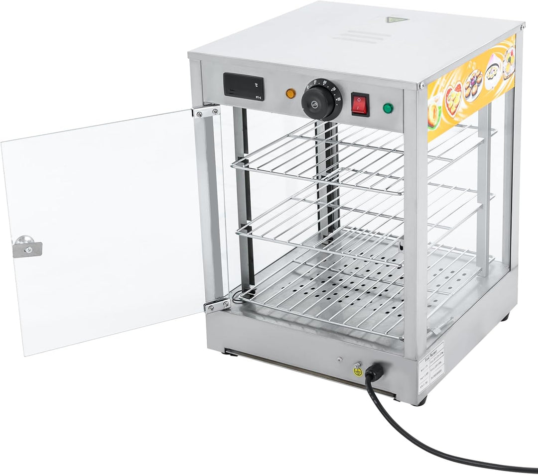 Warmhaltevitrine Warmhaltebehälter,800W Elektrischer Kommerzieller mit Beleuchtung,3-Etagen Heisse T