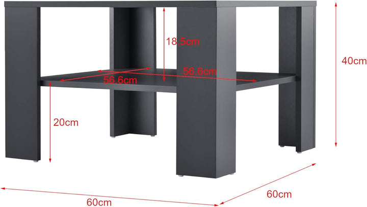 [en.casa] Couchtisch Aachen Beistelltisch 60x60x40 cm Wohnzimmertisch mit Ablage Sofatisch Kaffeetis