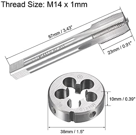 TOP-VIGOR M14 x 1 mm metrisches Gewindeschneider-Set, Maschinengewindebohrer mit rundem Gewindeschne