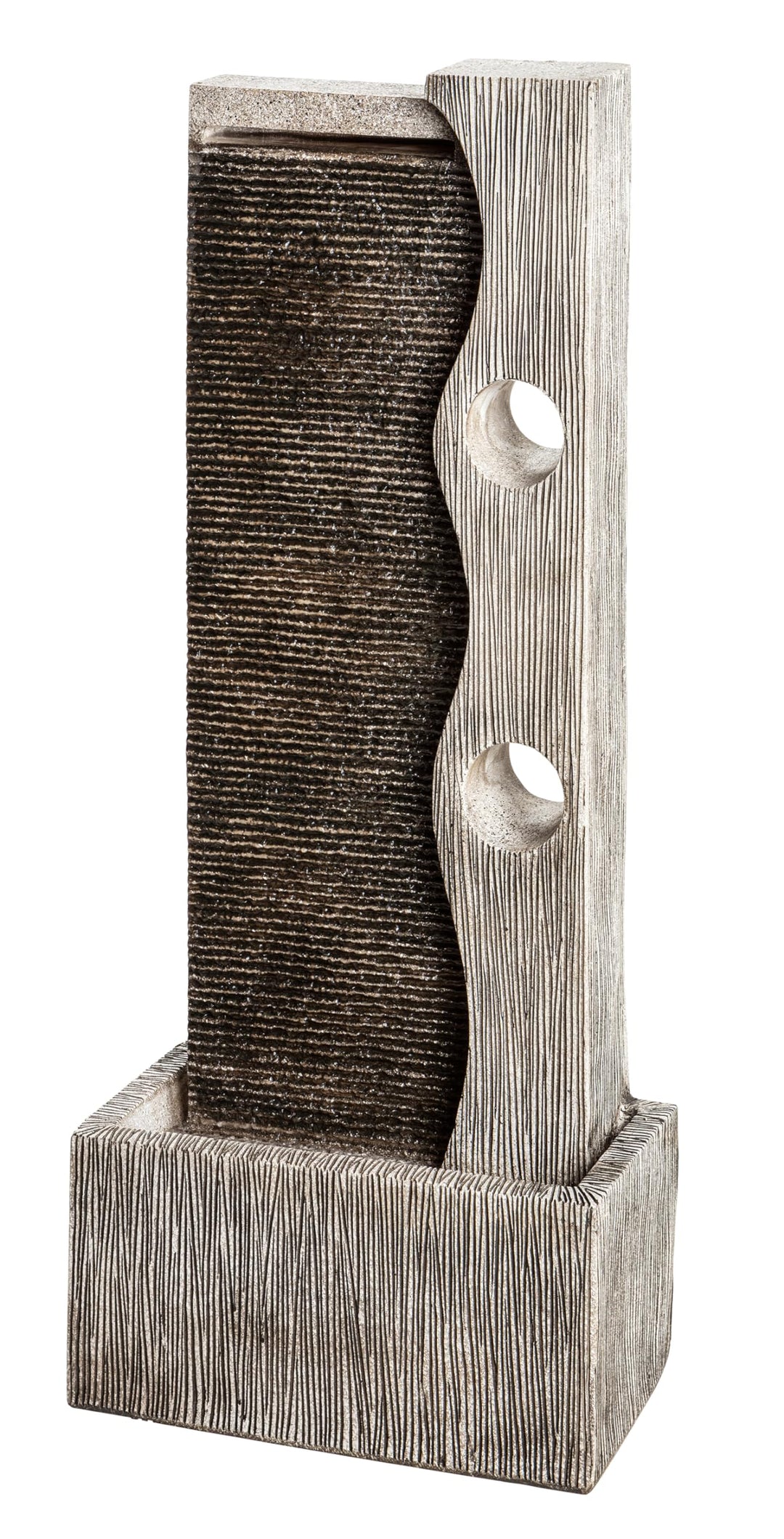 Dehner Gartenbrunnen Eclipse mit LED Beleuchtung, ca. 100 x 40 x 19.8 cm, Polyresin, grau