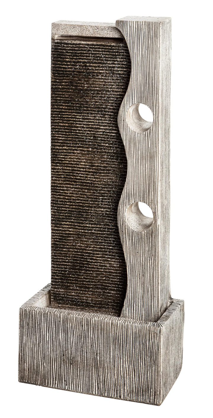 Dehner Gartenbrunnen Eclipse mit LED Beleuchtung, ca. 100 x 40 x 19.8 cm, Polyresin, grau
