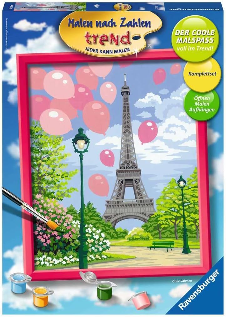 Ravensburger Malen nach Zahlen 28912 - Frühling in Paris - Perfektes Malergebnis durch hochwertiges