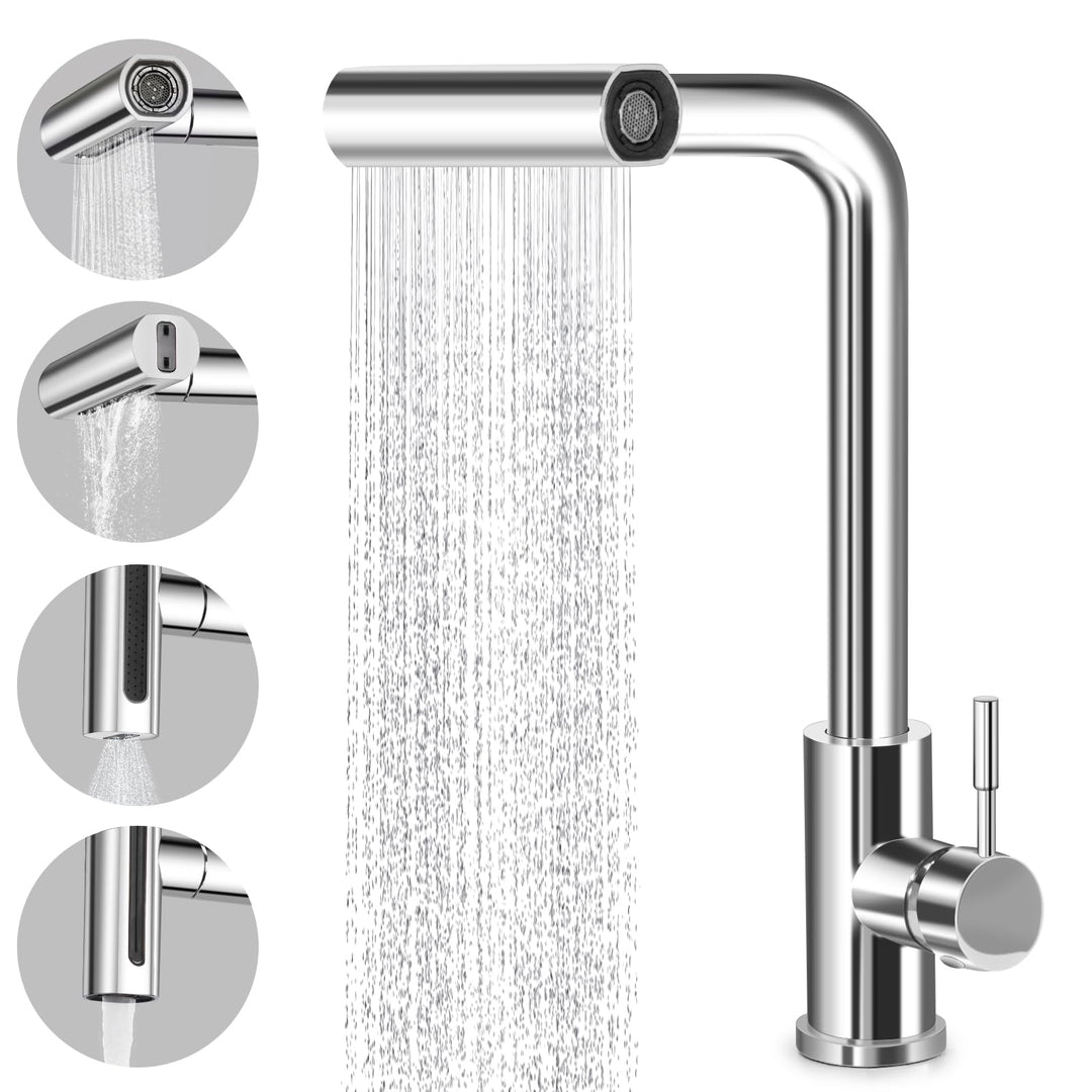 Wasserfall Küchenarmatur Ausziehbar 360° Drehbar Spültischarmatur Wasserhahn Ausziehbar mit Brause 4