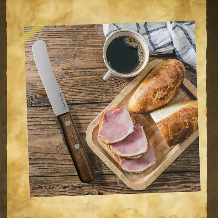 Solingen Messer Walnuss Buckelmesser 2er Set, stabile Hohl Stiftnieten, Frühstücksmesser, Brötchenme