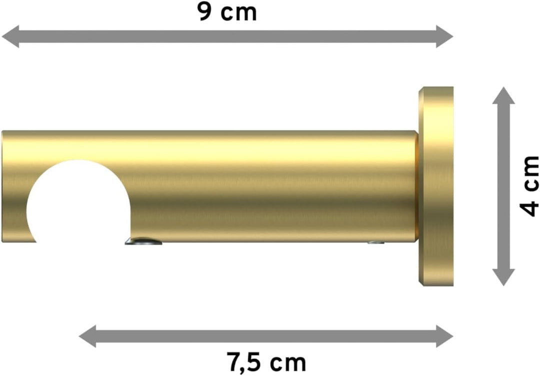 INTERDECO Träger/Wandhalter Messing Optik, offen 7,5 cm Abstand, 1-läufig 20 mm Ø, Platon (4 Stück)
