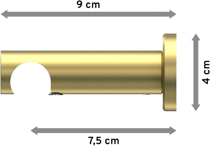 INTERDECO Träger/Wandhalter Messing Optik, offen 7,5 cm Abstand, 1-läufig 20 mm Ø, Platon (4 Stück)