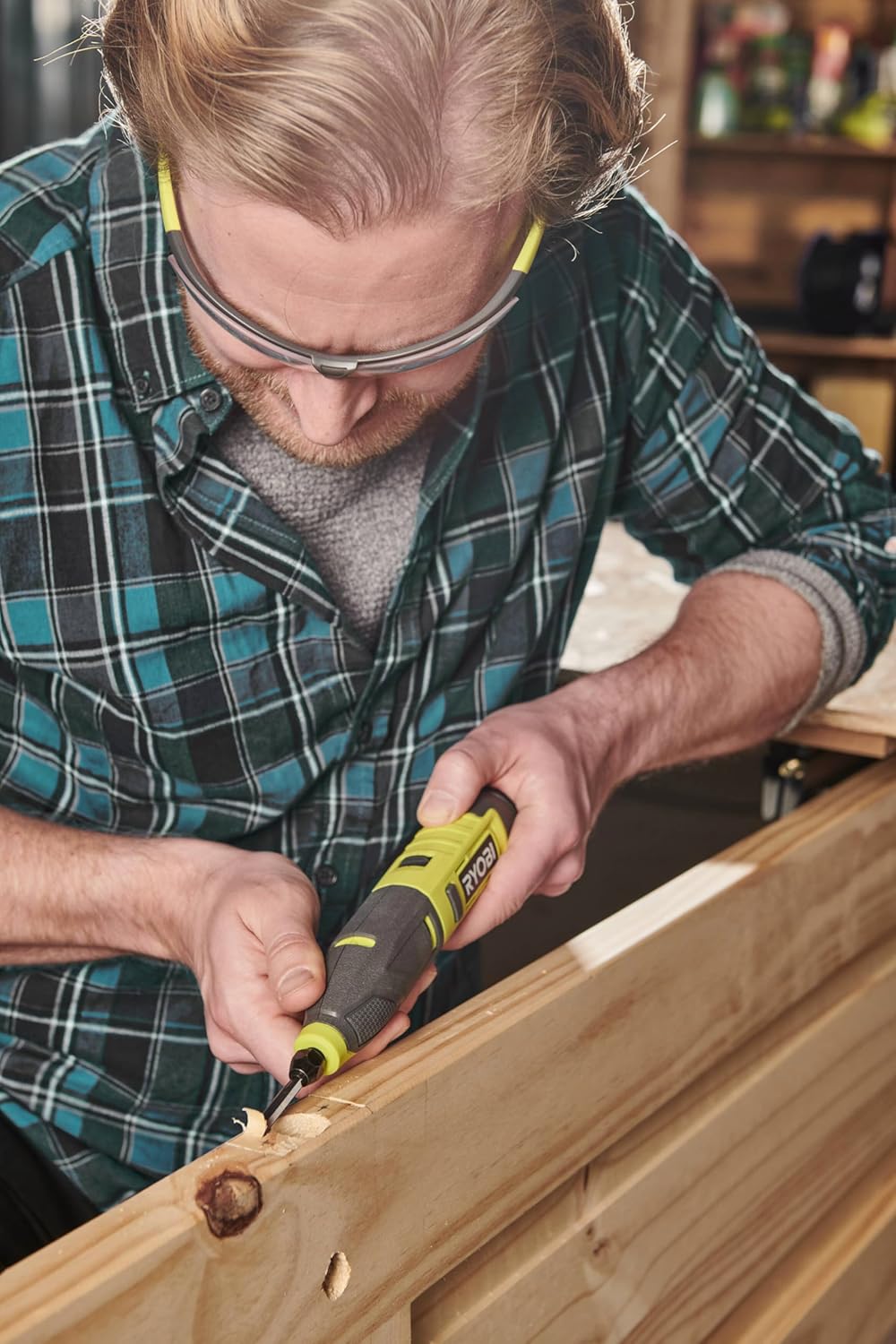 RYOBI 4 V USB-LITHIUM Akku-Schnitzer RPC4-0, geeignet für Holzschnitzereien und Meisselaufgaben, ohn