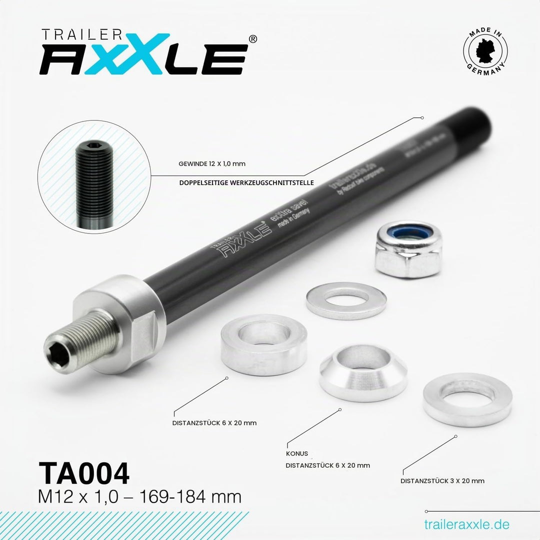 Trailer AxXle | Steckachse für Fahrradanhänger mit Universal-Adapter | Verschiedene Gewinde &amp; Längen