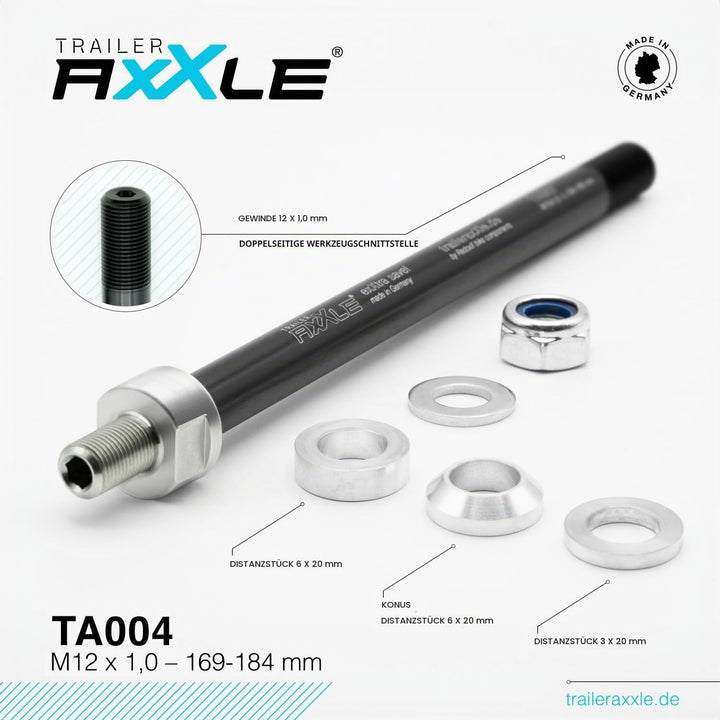 Trailer AxXle | Steckachse für Fahrradanhänger mit Universal-Adapter | Verschiedene Gewinde &amp; Längen