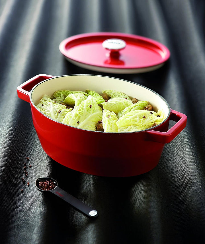 Pyrex Bratentopf, Gusseisen, rot