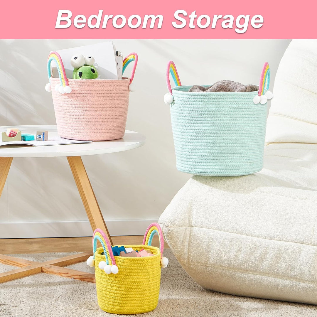 3 Pcs kleine Aufbewahrungskörbe, gewebte Körbe, Hamper Körbe für Geschenke leer, Spielzeugkorb, Seil
