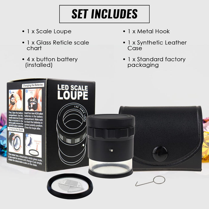 Pocket Handheld klein Grösse 10x mit 25mm 2,5cm (0,99 Zoll) mit LED-Licht, fokussierte Augenlupe Sch