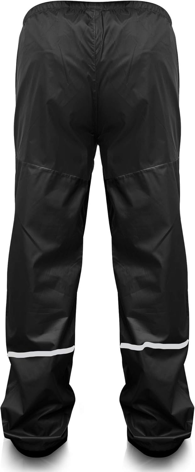 RainRider Regenhose für Damen/Herren (schwarz) wasserdicht inkl. einfaltbare Schuhüberzieher, Regenf