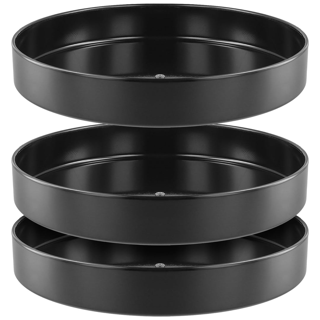 3 Stück 30cm Lazy Susan Drehteller, 360° drehbar Gewürzregal Drehteller Organizer Schwarz Metall, Dr