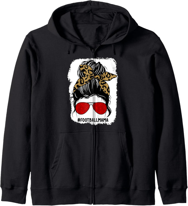 Gebleichter Fussball Mama Life Leopard Messy Bun Player Mom Kapuzenjacke