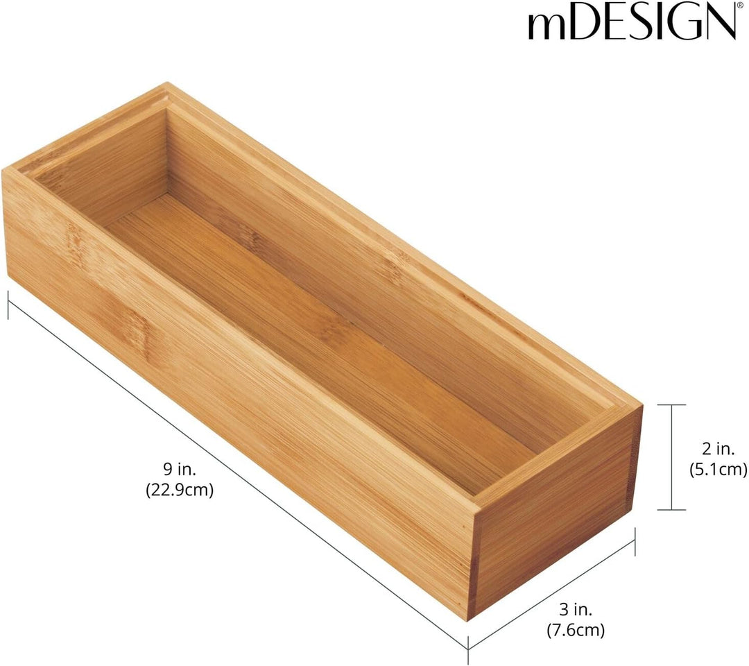 mDesgn 4er-Set Aufbewahrungsbox für Schreibtisch und Schublade – rechteckige Schubladenbox aus Bambu