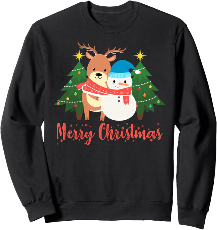 Rentier Hirsch Schneemann Weihnachtspullover Herren Damen Sweatshirt