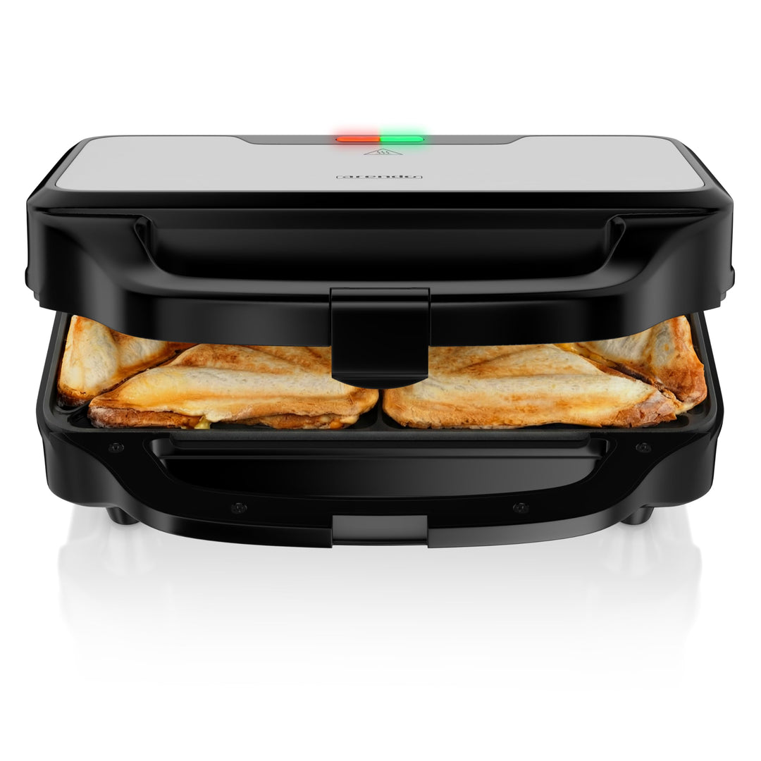 Arendo - Sandwichmaker mit Antihaftbeschichtung – 900 W - automatische Temperaturregelung – Sicherhe