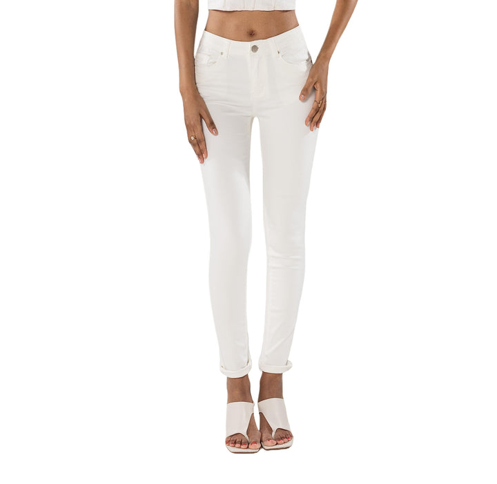 Nina Carter P106 Damen Jeanshosen Slim Fit Push-Up Skinny Jeans Mid-High Waist XS Slim Elfenbein (P1