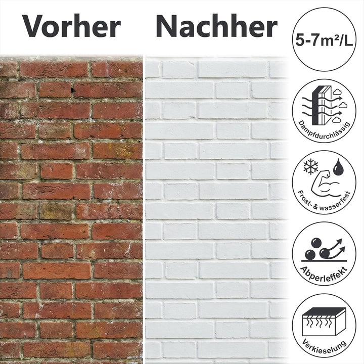 WO-WE Nano Fassadenfarbe W520 Wandfarbe für Aussen Mauer Fassade Lichtgrau - 2,5L RAL 7035 ähnl. Lic