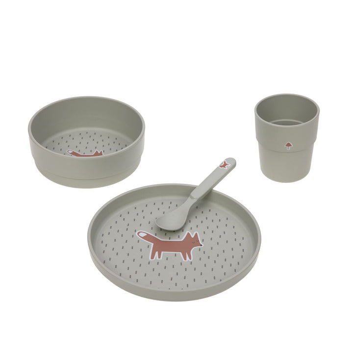 LÄSSIG Kindergeschirr Set (Teller, Becher, Schälchen, Löffel) ohne , BPA-frei, für Spülmaschine und