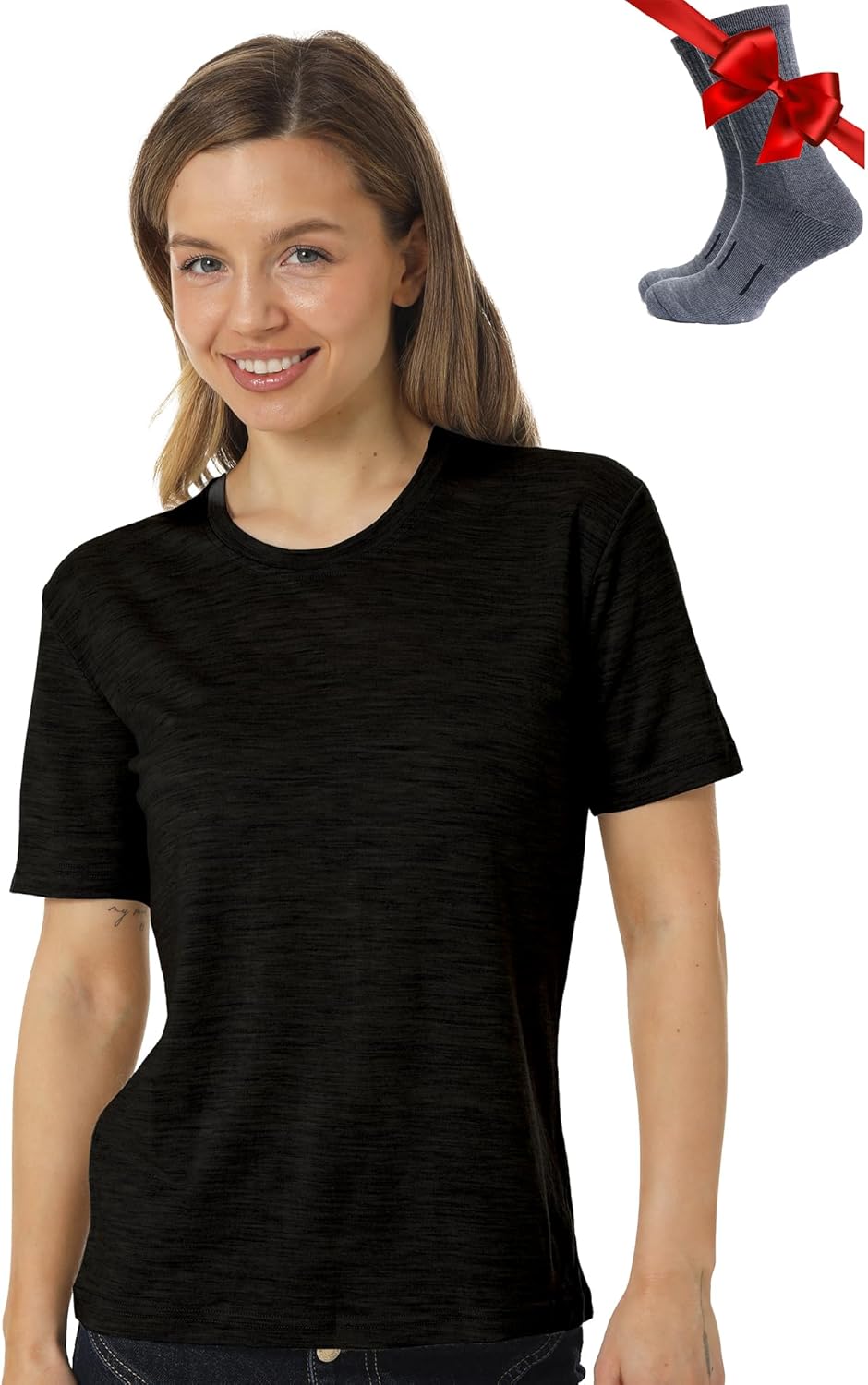 Merino.tech Merinowolle T-Shirt Damen - 100% Merinowolle Leichte Basisschicht Damen Kurzarm T-Shirt