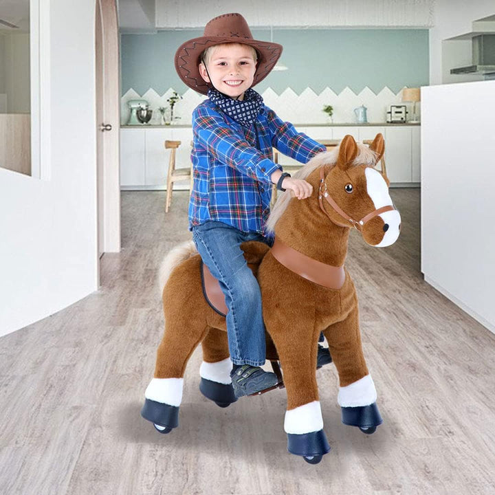 PonyCycle Offizielle Klassisch Modell U Reiten auf Pferd Spielzeug Plüsch Lauftier Braunes Pferd mit