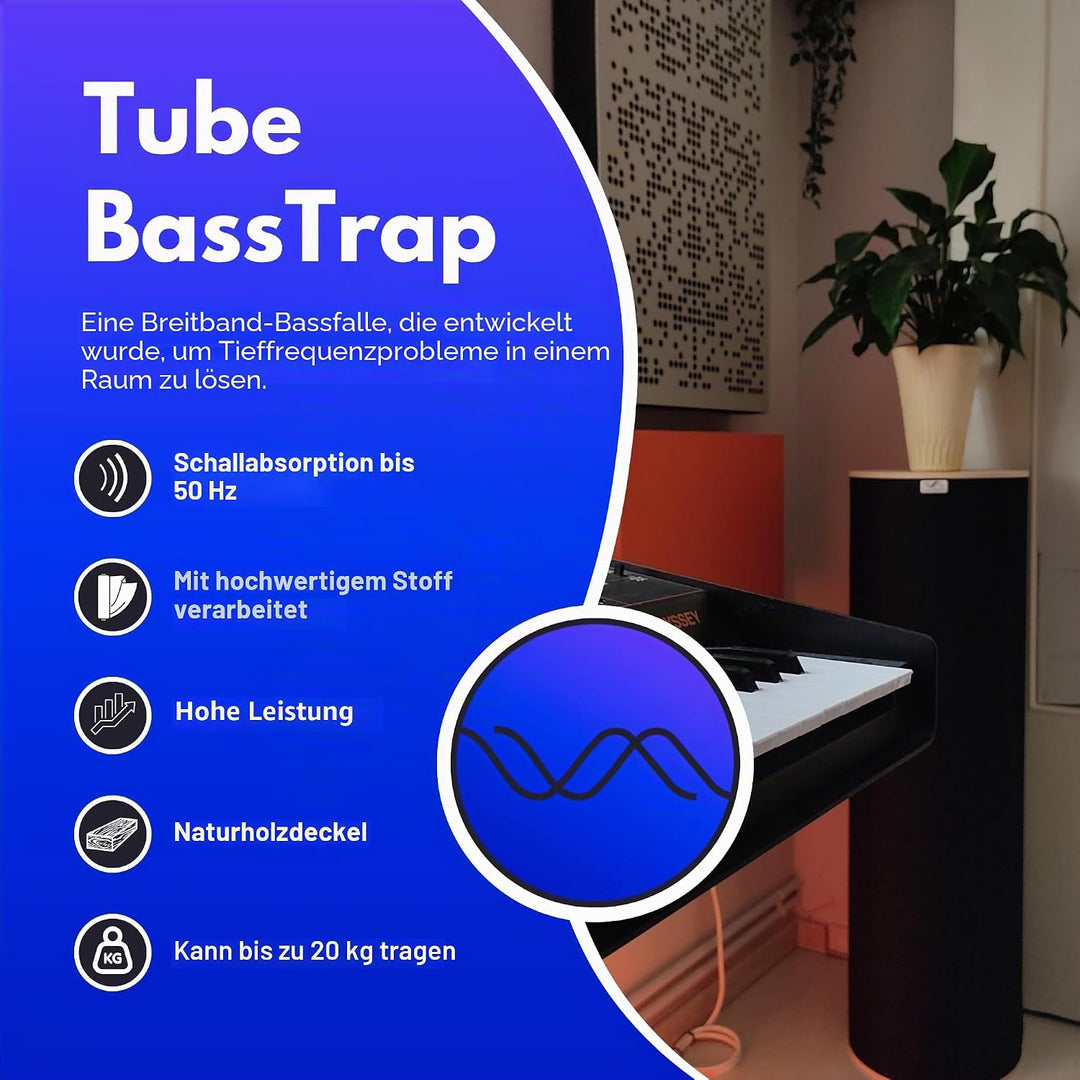 Bluetone Acoustics Tube BassTrap - Premium Bassfalle 100cm - Akustikpaneele - Bass Trap - Schallabso