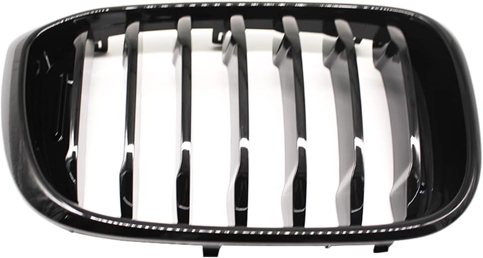 HZTWFC 2 Stück Auto Mesh Glänzend Schwarz Einzelne Zeile Renngitter Fronthaube Nierengitter Grill Fü