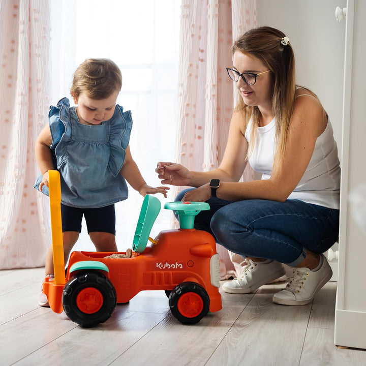 FALK - Rutschauto Vintage Traktor Kubota mit ergonomischer Stange zur Gehhilfe – ab 12 Monaten – 90%