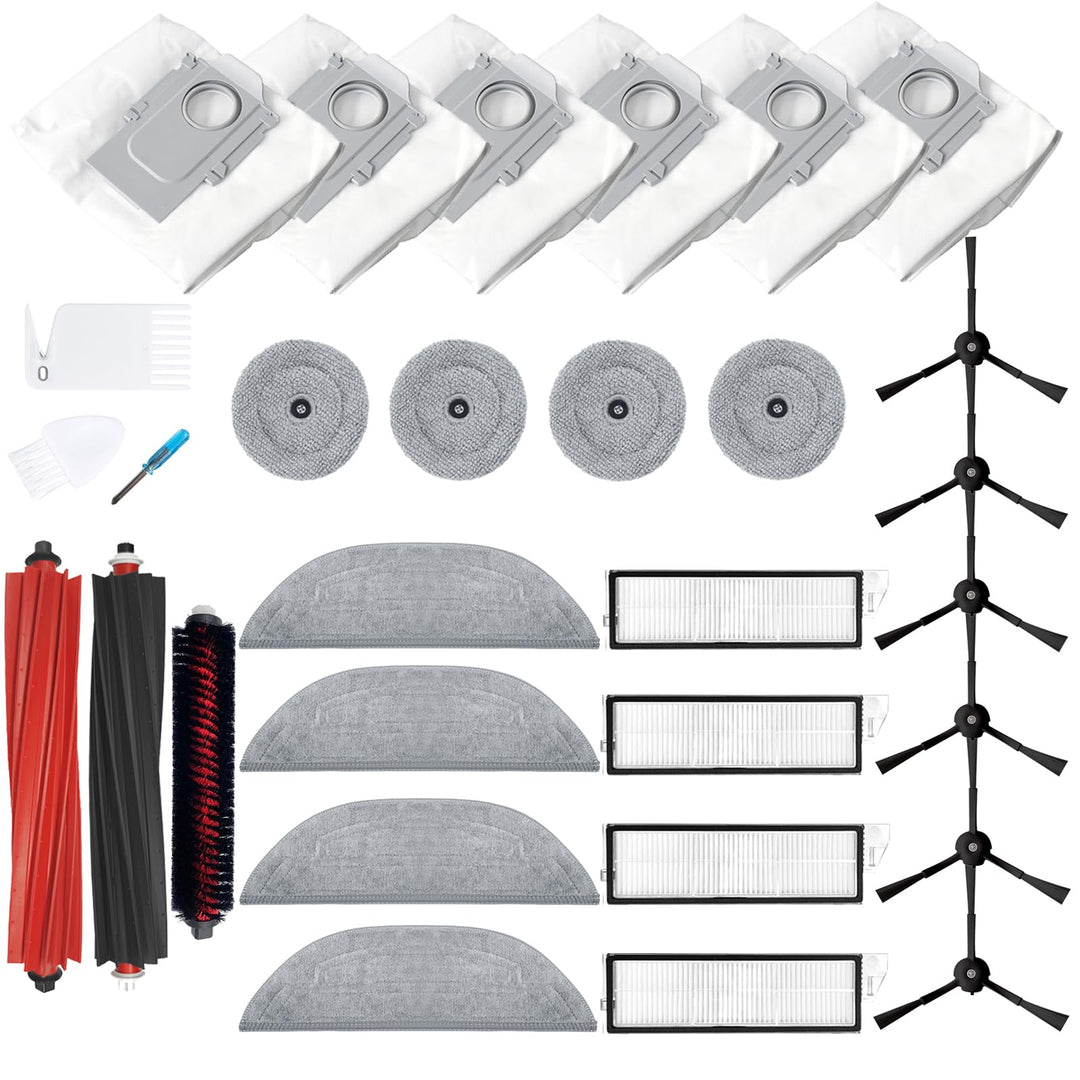 29 Stück Zubehörset Ersatz Kompatibel für Roborock S8 MaxV Ultra Saugroboter, 2 Hauptbürste, 4 Filte