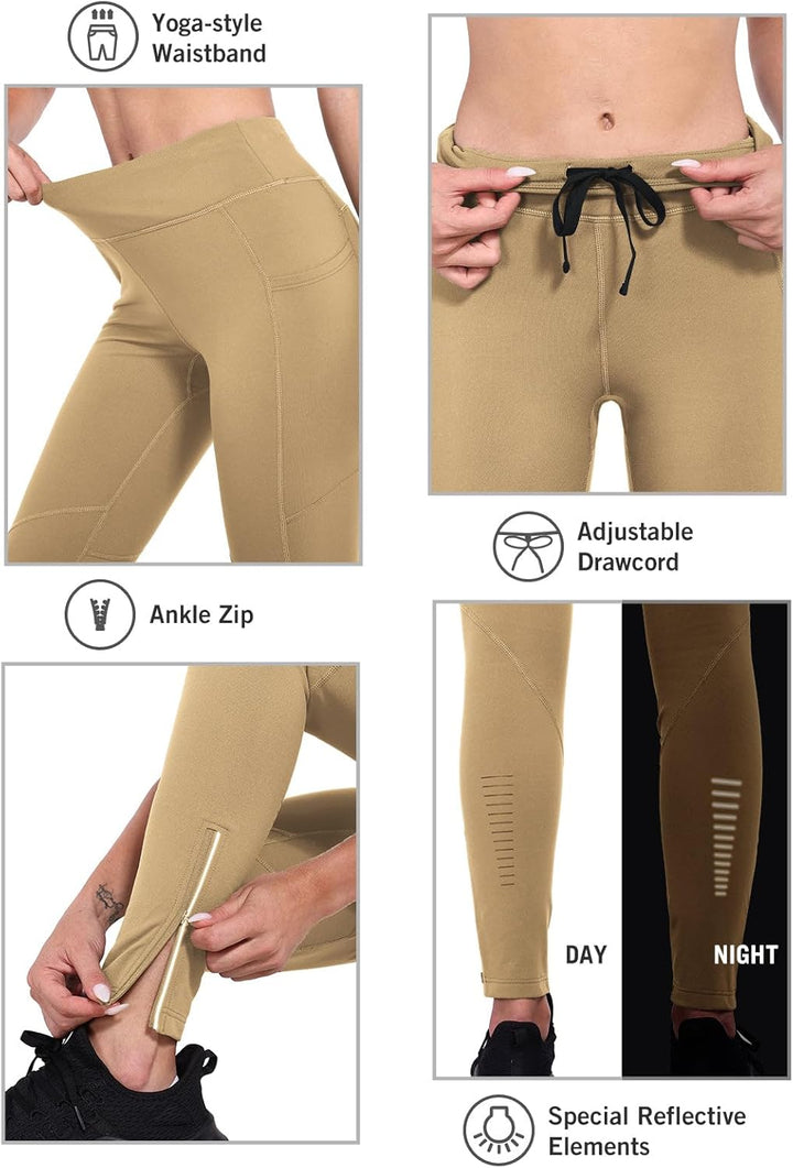 baleaf Thermoleggings Winter Damen Fahrradhose Lang mit Reissverschluss Warm Gefüttert Jogginghose R