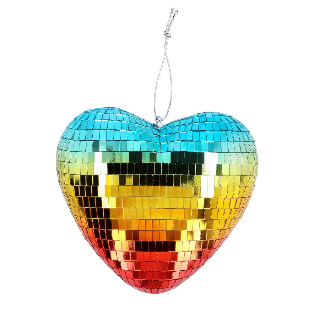 Boland - Glänzende Herz Discokugel, 19 cm, Deko für Disco Fever Mottoparty, Hängedeko für Hochzeit o