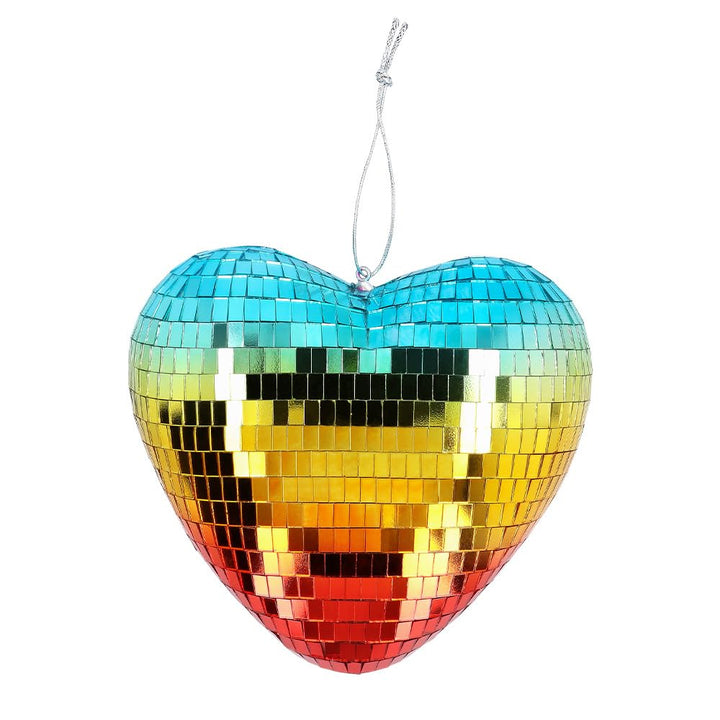 Boland - Glänzende Herz Discokugel, 19 cm, Deko für Disco Fever Mottoparty, Hängedeko für Hochzeit o
