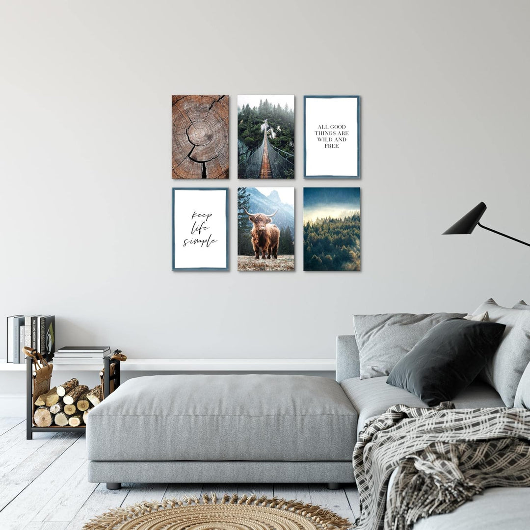 Novart Wandbilder Set - KOMPLETT AUFHÄNGFERTIG - Made in Germany - Moderne Bilder Landschaft Wohnzim