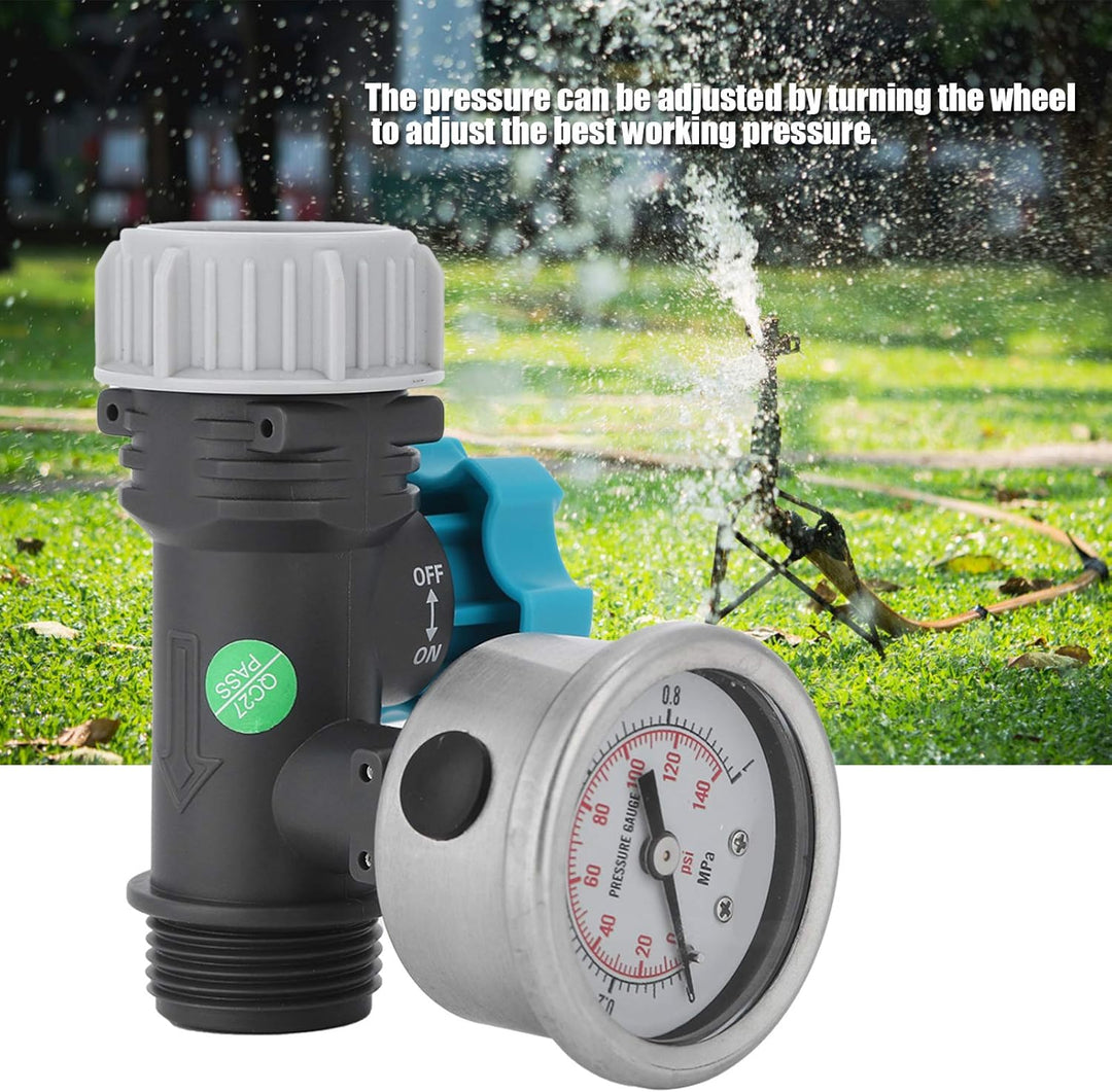 Einstellbares Wasserdruckregelventil G3 / 4 Zoll , 3 , 3 X 2 , 0 Zoll , mit Manometer , Gewächshaus