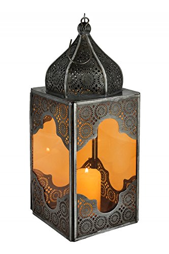 Orientalische Laterne aus Metall & Glas Sarala klein orange 28cm | orientalisches Windlicht | Marokk