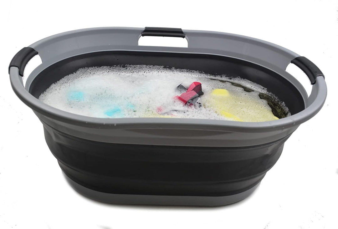SAMMART Faltbarer Wäschekorb aus Kunststoff, 44 l, faltbarer Pop-Up-Aufbewahrungsbehälter/Organizer,