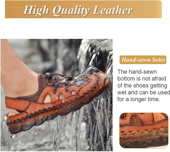Sandalen Herren Outdoor Trekkingsandalen Leder Strand Wandersandale Sport Sommer Männer Freizeitschu