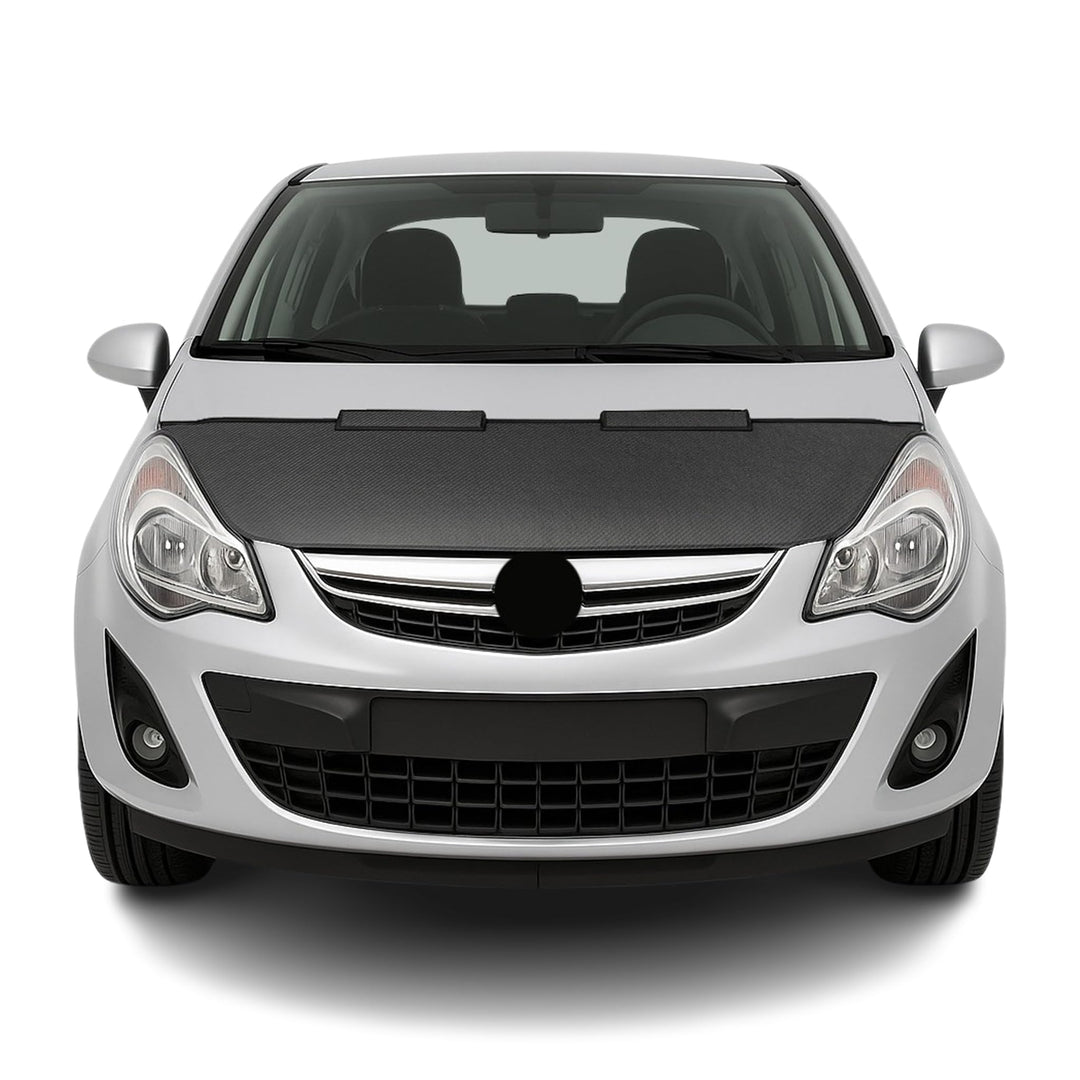 OMAC Haubenbra Steinschlagschutz Bonnet Bra kompatibel mit Opel Corsa D 2006-2015 Carbon Halb Schwar