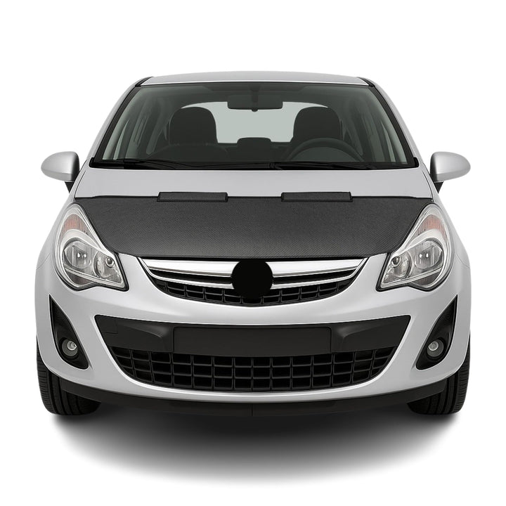 OMAC Haubenbra Steinschlagschutz Bonnet Bra kompatibel mit Opel Corsa D 2006-2015 Carbon Halb Schwar